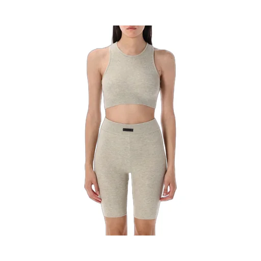 Ribbed Crop Top And Bike Shorts Set