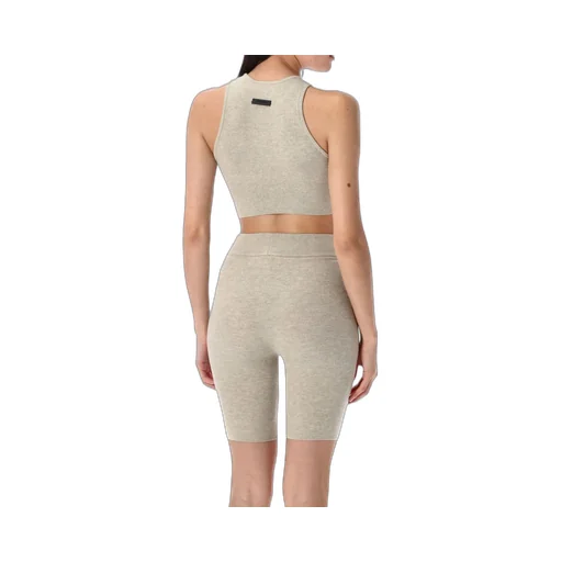 Ribbed Crop Top And Bike Shorts Set