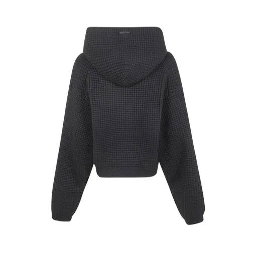 Waffle Knit Cropped Hoodie