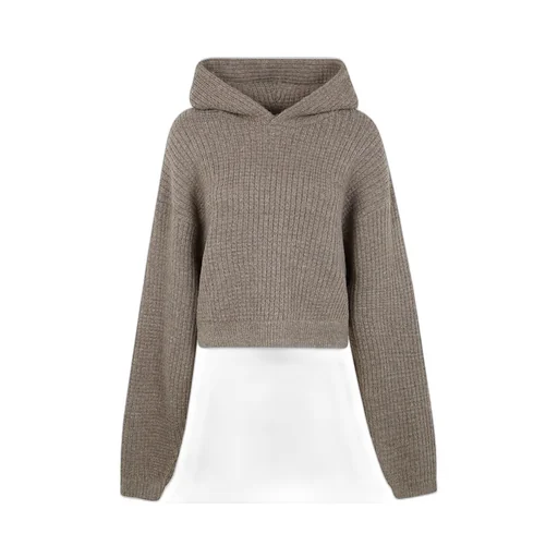 Ribbed Knit Cropped Hoodie