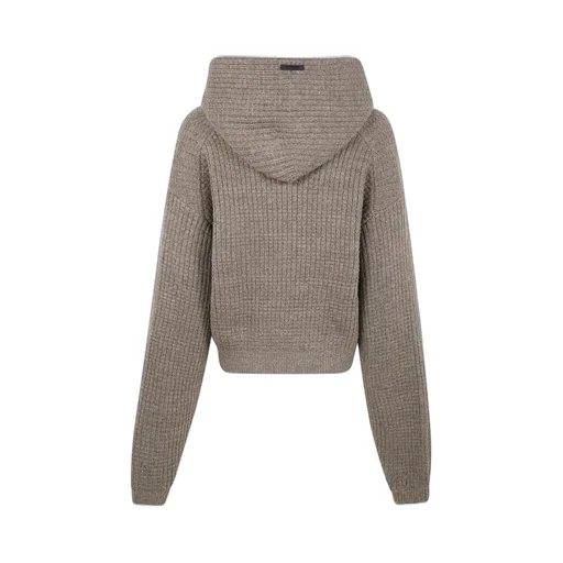 Ribbed Knit Cropped Hoodie