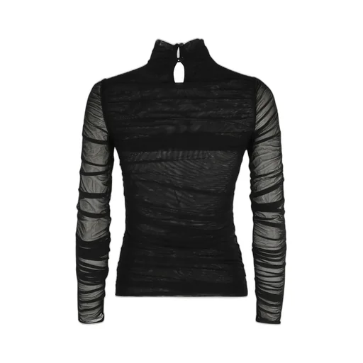 Sheer Mesh Turtleneck Top
