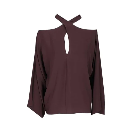 Cross-Neck Cold-Shoulder Blouse