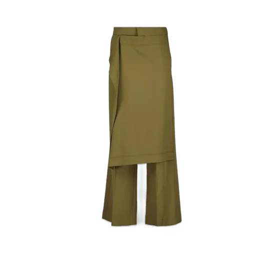 Wide-Leg Trousers With Wrap Skirt Overlay