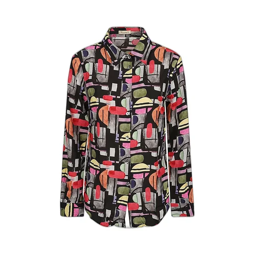 Abstract Print Button-Up Shirt