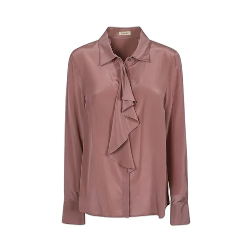 Ruffle Front Silk Blouse