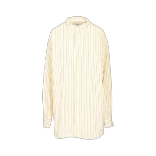 Striped Band Collar Shirt