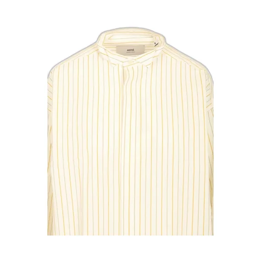 Striped Band Collar Shirt