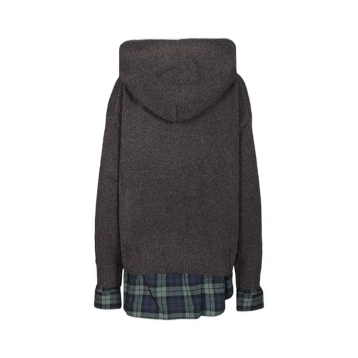 Layered Plaid Hem Hoodie