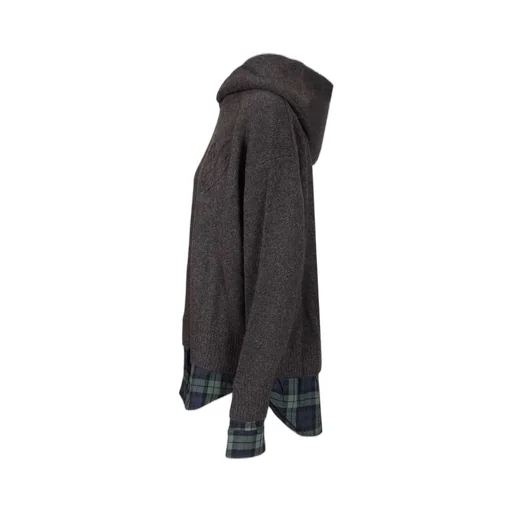 Layered Plaid Hem Hoodie