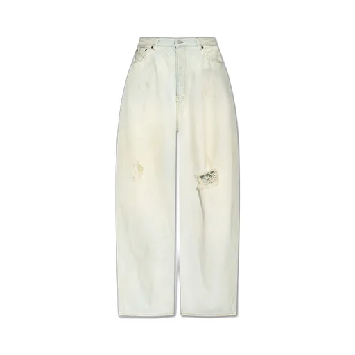 Wide-Leg Distressed Jeans