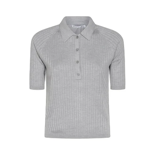 Ribbed Knit Polo Shirt