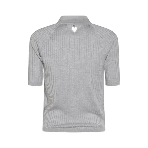 Ribbed Knit Polo Shirt