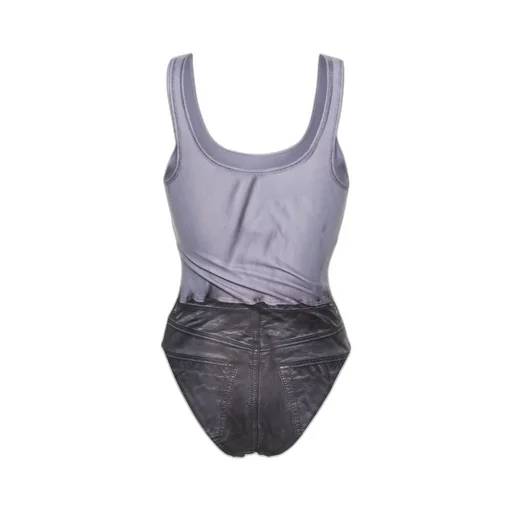 Bodysuit With Printed Denim Effect