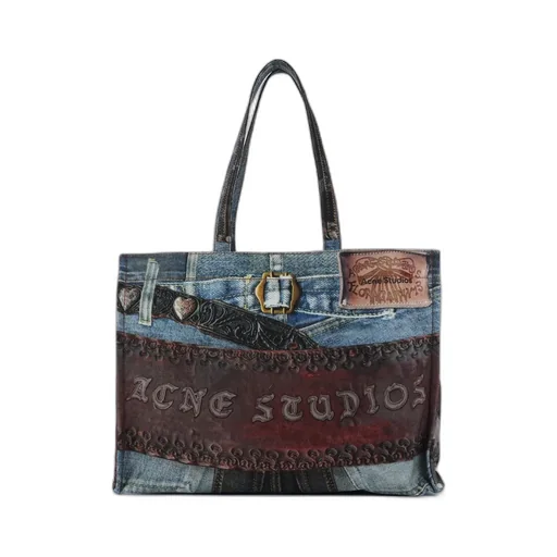 Heart Graphic Denim Tote Bag