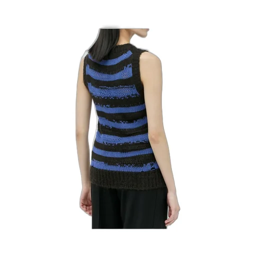Striped Distressed Knit Vest