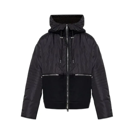 Quilted Bomber Jacket With Wool Blend Panels