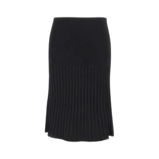 Ribbed Knit Midi Skirt With Side Cut-Outs