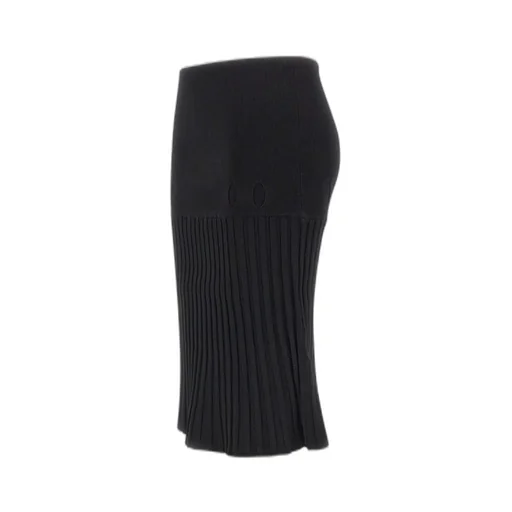 Ribbed Knit Midi Skirt With Side Cut-Outs