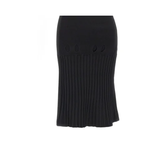 Ribbed Knit Midi Skirt With Side Cut-Outs