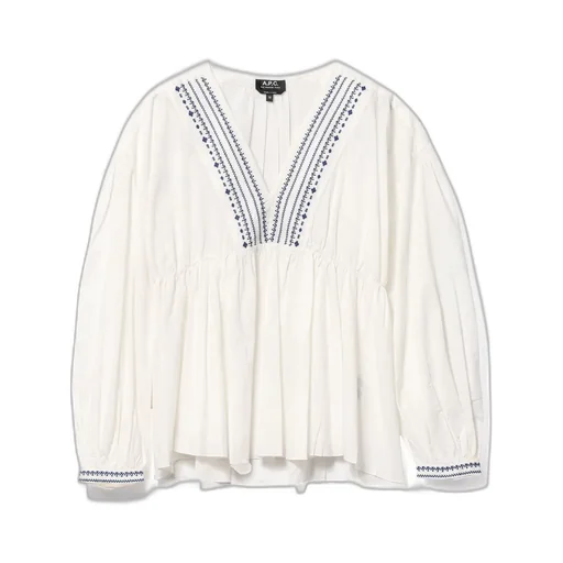 Embroidered V-Neck Peplum Blouse