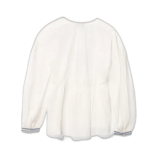 Embroidered V-Neck Peplum Blouse