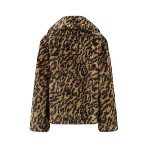 Leopard Print Faux Fur Jacket