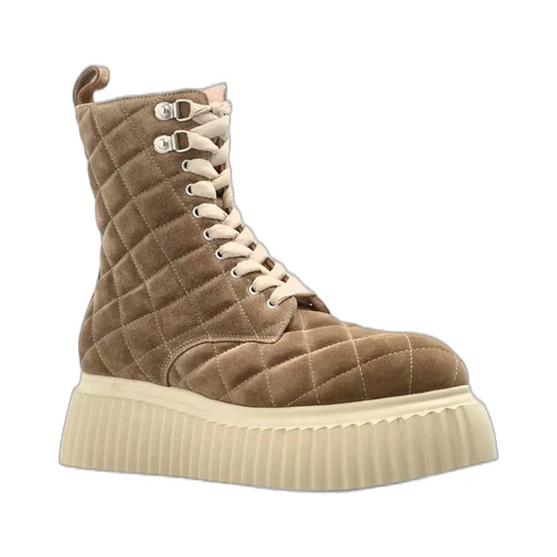 Quilted Lace-Up Boots