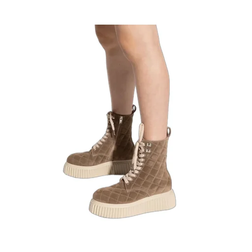 Quilted Lace-Up Boots
