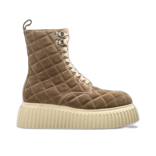 Quilted Lace-Up Boots