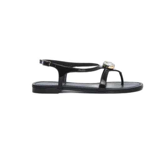 Flat Sandals With Gemstone Embellishment