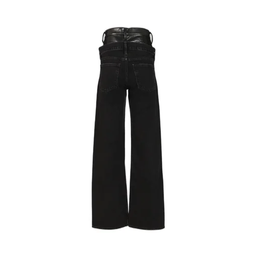 Wide-Leg Jeans With Integrated Faux Leather Belt