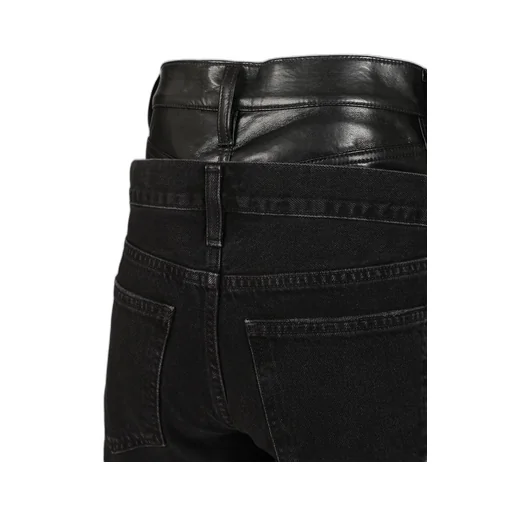 Wide-Leg Jeans With Integrated Faux Leather Belt