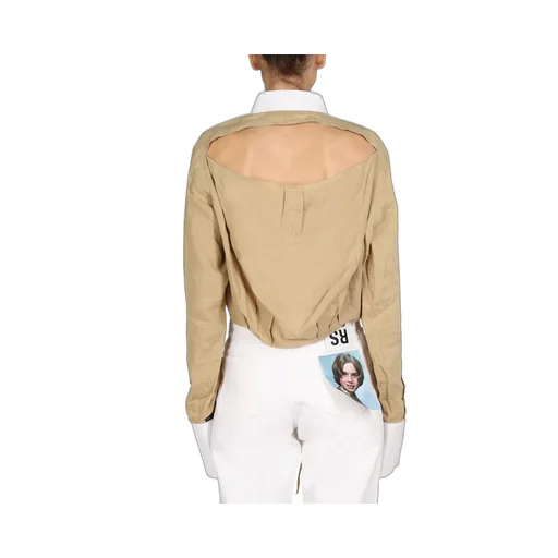 Cropped Button-Up Shirt With Tie Detail