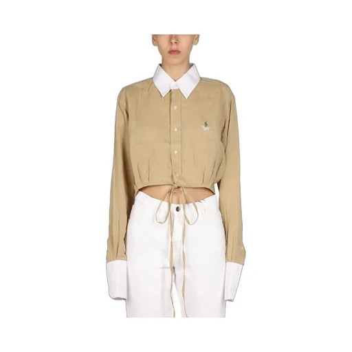 Cropped Button-Up Shirt With Tie Detail