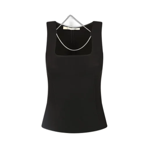 Sleeveless Square Neck Top With Chain Detail