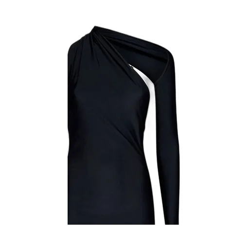 One-Shoulder Draped Mini Dress