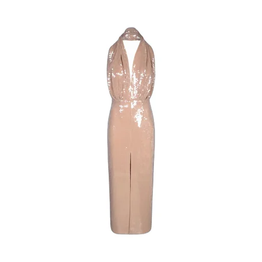Sequined Halter Maxi Dress