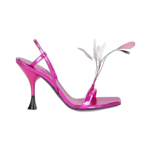 Feather-Trimmed Sandals