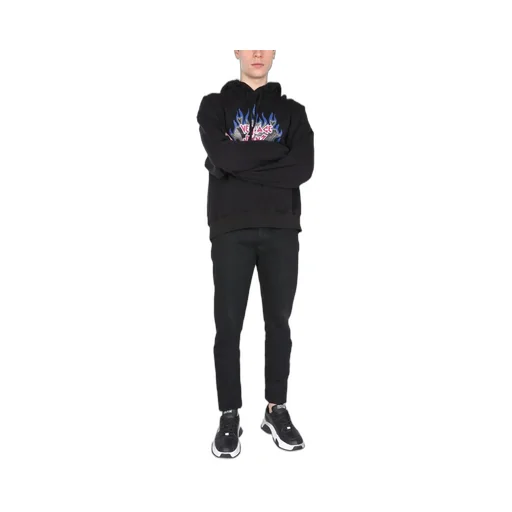 Hoodie With Flame Print