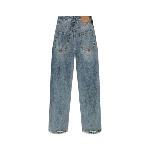 Distressed Wide-Leg Jeans