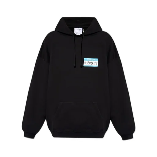 Hoodie With Name Tag Hello Vetements