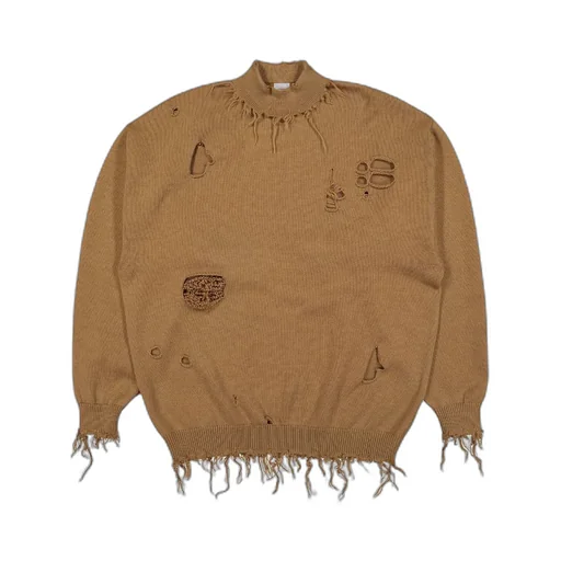 Distressed Mock Neck Sweater