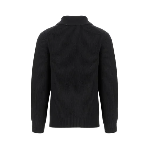 Shawl Collar Ribbed Knit Sweater