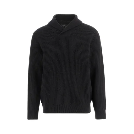 Shawl Collar Ribbed Knit Sweater