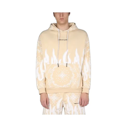 Hoodie With Flame And Paisley Print