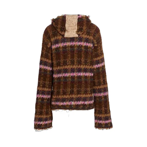 Plaid Knit Hoodie