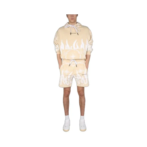Hoodie With Flame And Paisley Print