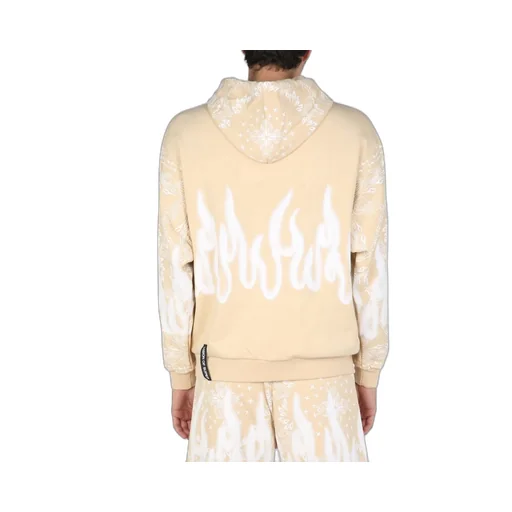 Hoodie With Flame And Paisley Print