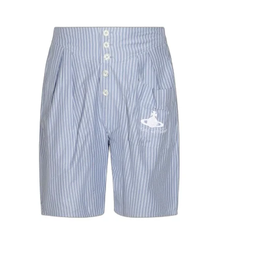 Striped High-Waisted Pleated Shorts